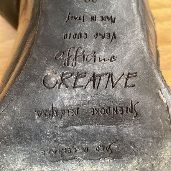 OFFICINE Creative sz 36 black leather open toe heels handmade Italy since 1856 - Picture 8 of 8